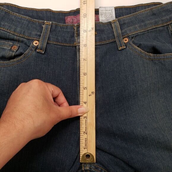 Levis 519 Flare Jeans Womens 12 Short Blue Low Rise Stretch Dark Wash Y2k Denim - Picture 5 of 16